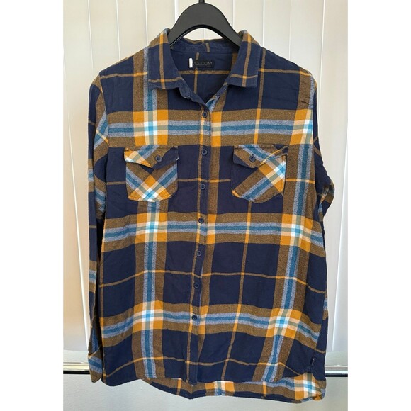 Women's Volcom Flannel Shirt Plaid Button Up Shirt Size Large - Picture 1 of 6
